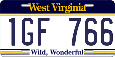 WV license plate 1GF766