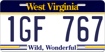 WV license plate 1GF767