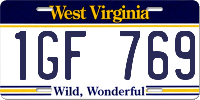 WV license plate 1GF769