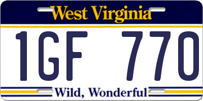 WV license plate 1GF770