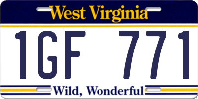 WV license plate 1GF771