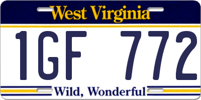 WV license plate 1GF772