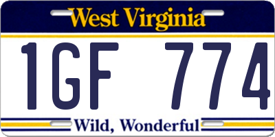 WV license plate 1GF774