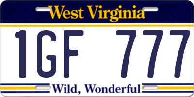WV license plate 1GF777