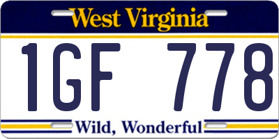 WV license plate 1GF778