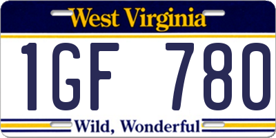 WV license plate 1GF780