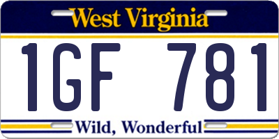 WV license plate 1GF781
