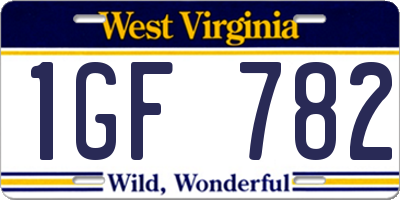 WV license plate 1GF782