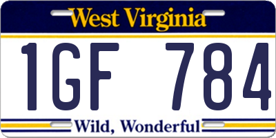 WV license plate 1GF784
