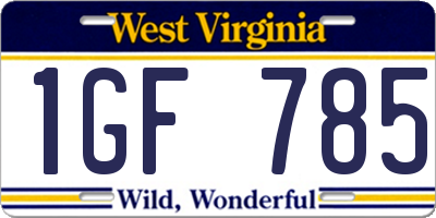 WV license plate 1GF785