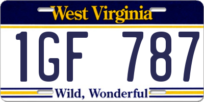 WV license plate 1GF787