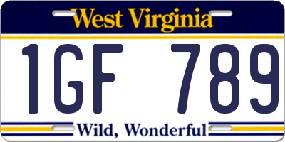 WV license plate 1GF789