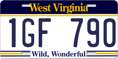 WV license plate 1GF790