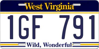 WV license plate 1GF791