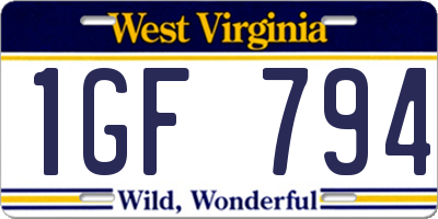 WV license plate 1GF794