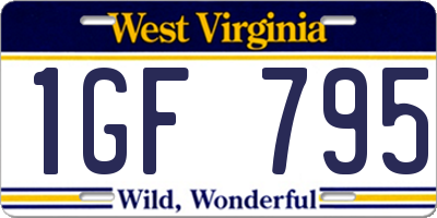 WV license plate 1GF795