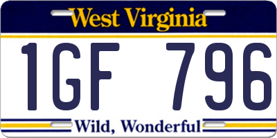 WV license plate 1GF796