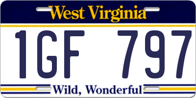 WV license plate 1GF797