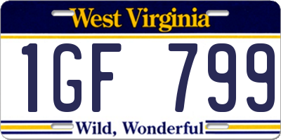 WV license plate 1GF799