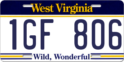 WV license plate 1GF806