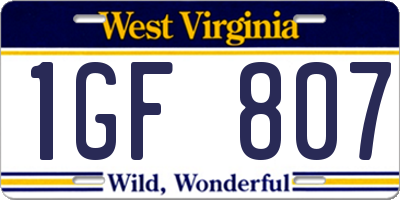 WV license plate 1GF807