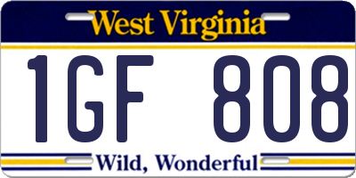 WV license plate 1GF808