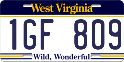 WV license plate 1GF809