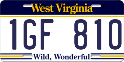 WV license plate 1GF810