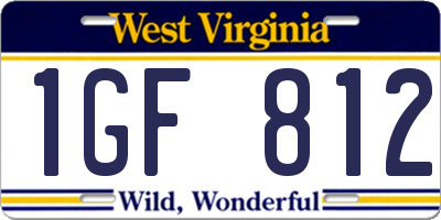 WV license plate 1GF812
