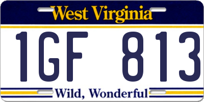 WV license plate 1GF813