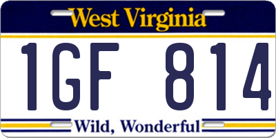 WV license plate 1GF814