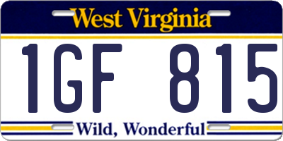 WV license plate 1GF815