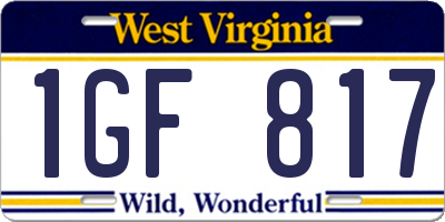 WV license plate 1GF817
