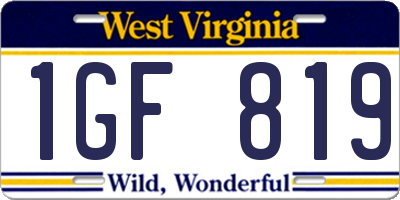 WV license plate 1GF819