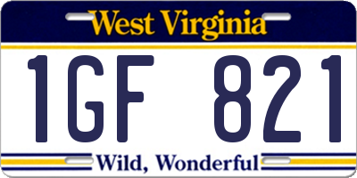 WV license plate 1GF821