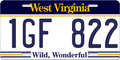 WV license plate 1GF822