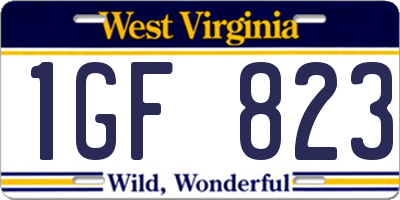WV license plate 1GF823