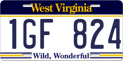 WV license plate 1GF824