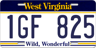 WV license plate 1GF825
