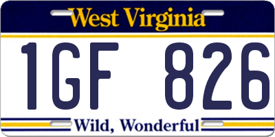 WV license plate 1GF826