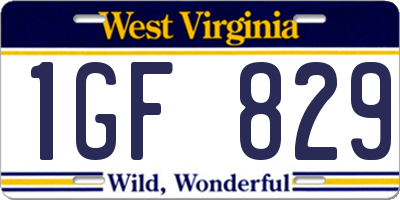 WV license plate 1GF829