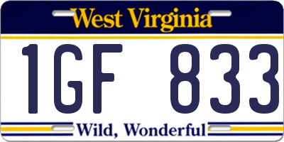 WV license plate 1GF833
