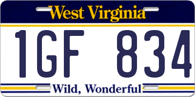 WV license plate 1GF834