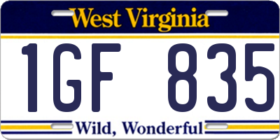 WV license plate 1GF835