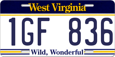 WV license plate 1GF836