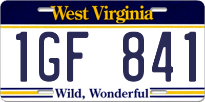 WV license plate 1GF841