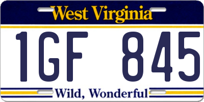 WV license plate 1GF845