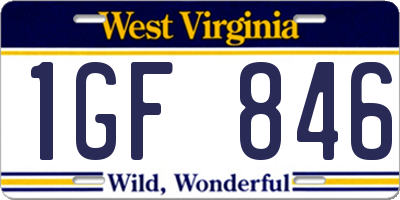 WV license plate 1GF846