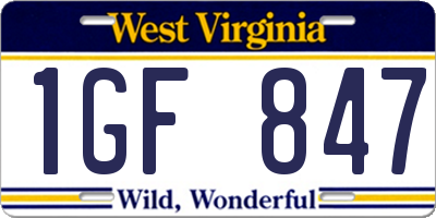 WV license plate 1GF847