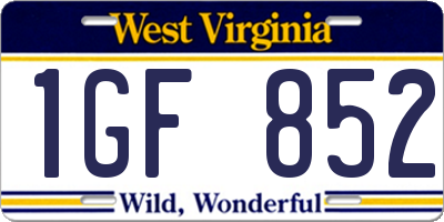 WV license plate 1GF852